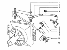 Olleitungen vom radiator zum zylinderkopf und zur olpumpe
