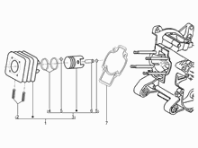 Einheit Zylinder-Kolben-Kolbenbolzen